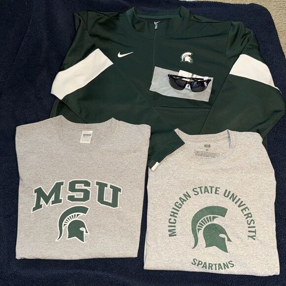 Michigan State Nike Dark Green White Pullover - Picture 1 of 16